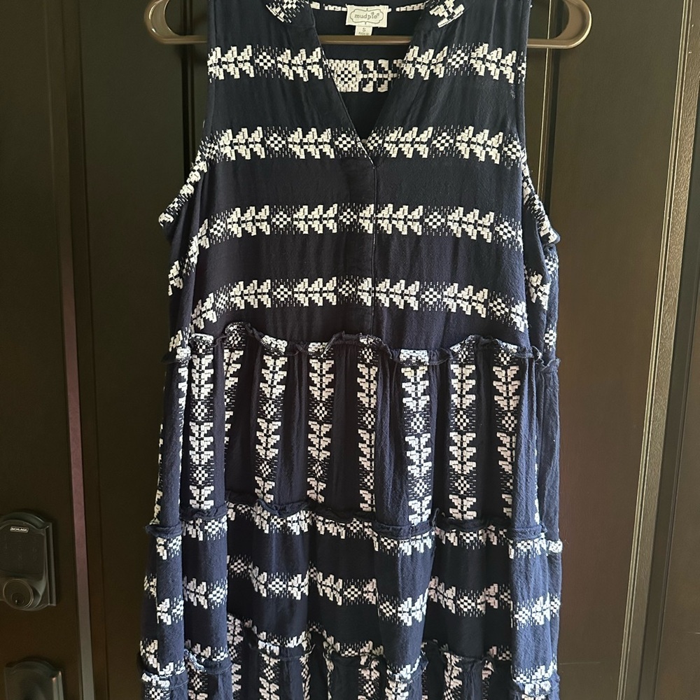 Mud Pie Blue Pleated Sleeveless Sundress